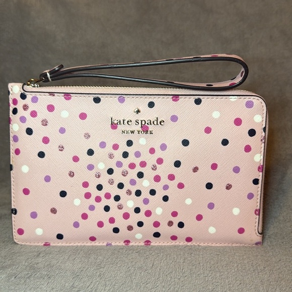 🩷♠️🩷KATE SPADE🩷♠️🩷Staci Festive Confetti Medium L-Zip Wristlet/NWOT - Picture 3 of 8